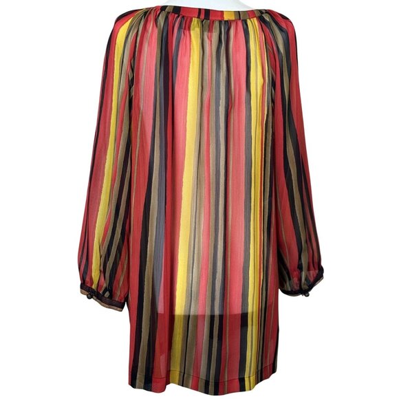 Jones New York Sport Size XL Women Sheer Multicolor Striped Blouse - Picture 4 of 11